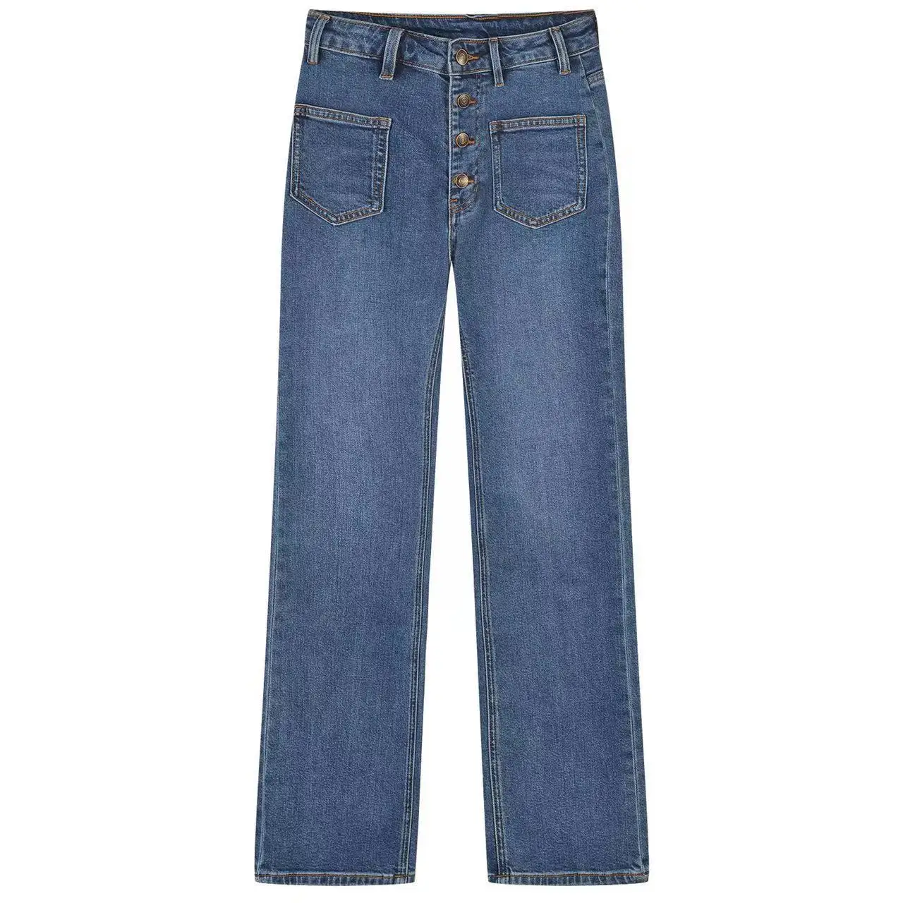 

Women Pants 2022 New Women Decoration Height Waist Button Jeans