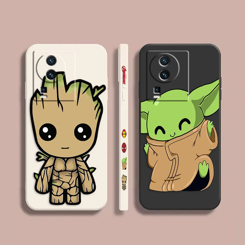 

Case For VIVO IQOO 5 7 8 9 10 11 Pro 5G Z3 Z5 Z6 Z7 NEO3 5 5S 6 7 Colour Simple Liquid Silicone Case Marvel Baby Yoda Groot