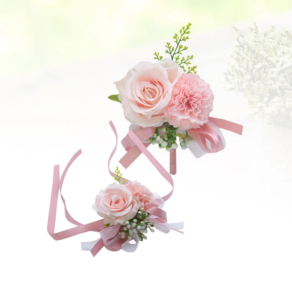 

1 Set Simulated Corsage Wrist Flowers Suit Imitation Bride Corsage Wrist Flowers Silk Cloth Corsage Wrist Flowers Fresh