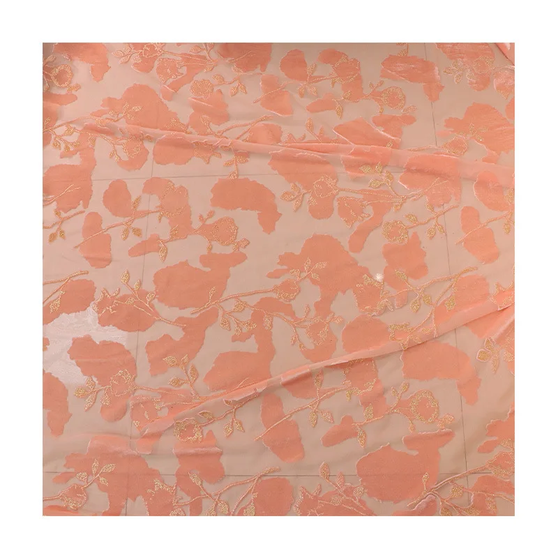 Тканая бархатная парча с липким принтом бронзовая ткань женская одежда ночная