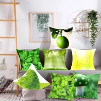 green small fresh polyester square pillow cushion cover car sofa office chair pillow cover simple home decor