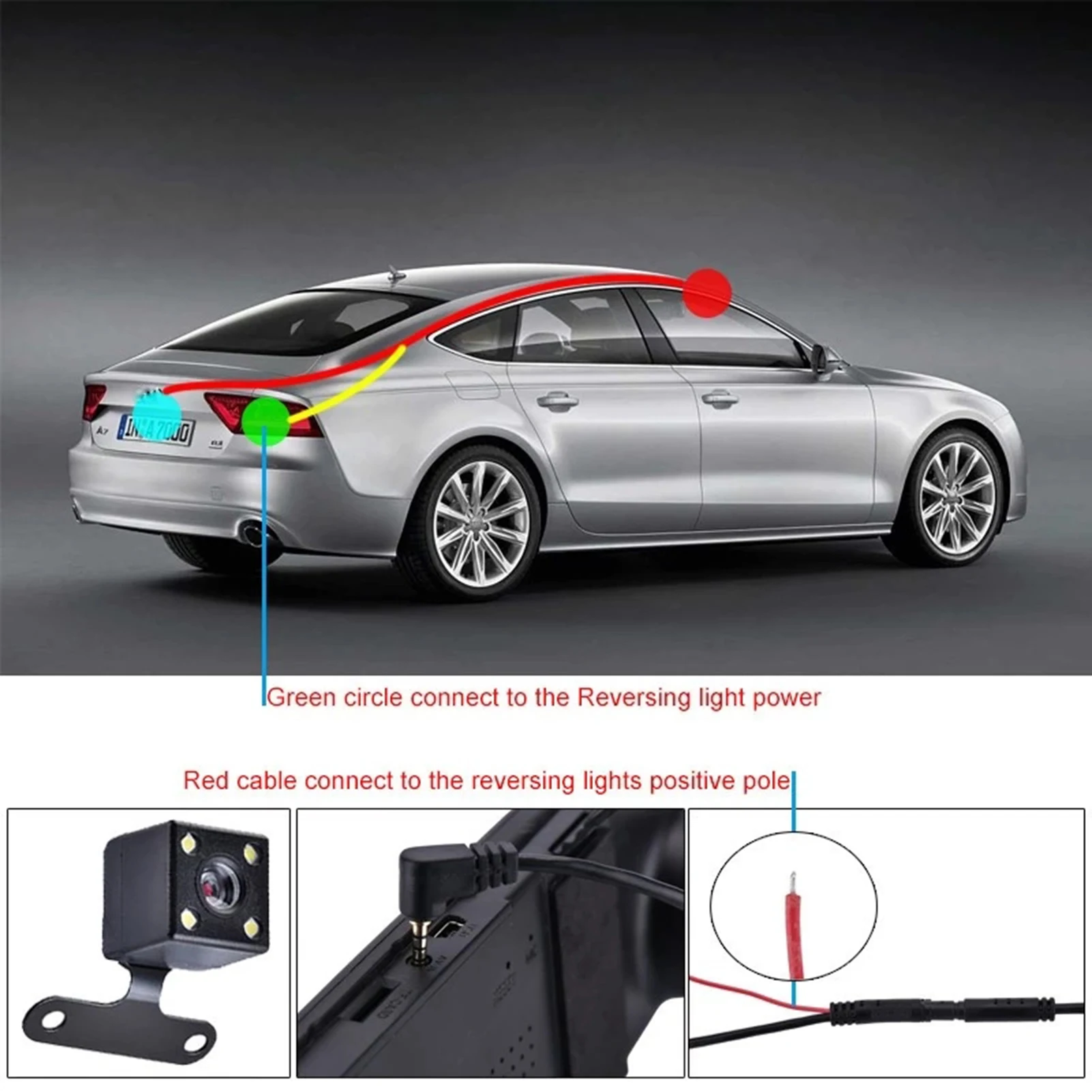 1 Set 5 Pin HD Car Rear View Camera Reverse Night Vision 170 Degree Wide Angle Recording Parking Waterproof Color Video | Автомобили и
