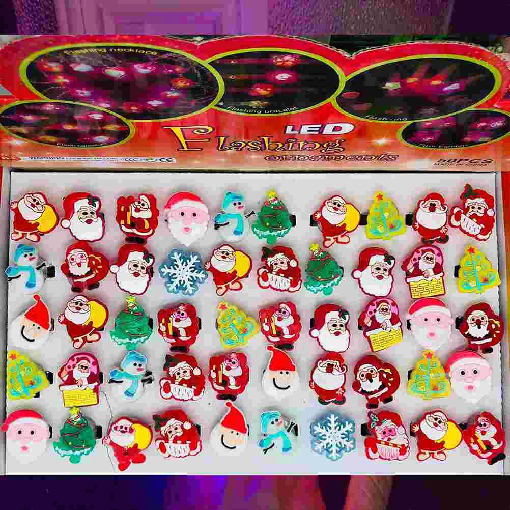 

Christmas Kidsrings Finger Favors Ring Stocking Led Glow Party Stuffers Goodies Flashing Light Glowingluminous Shiny Shinning