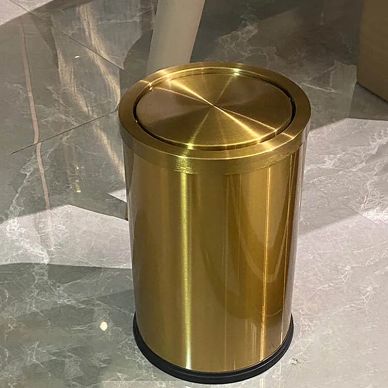 Stainless Steel 2022 Trash Can Metal Gold Elegant Cleaning Tools Garbage Bin Container Wast Recycle Cubo De Basura Office Trash