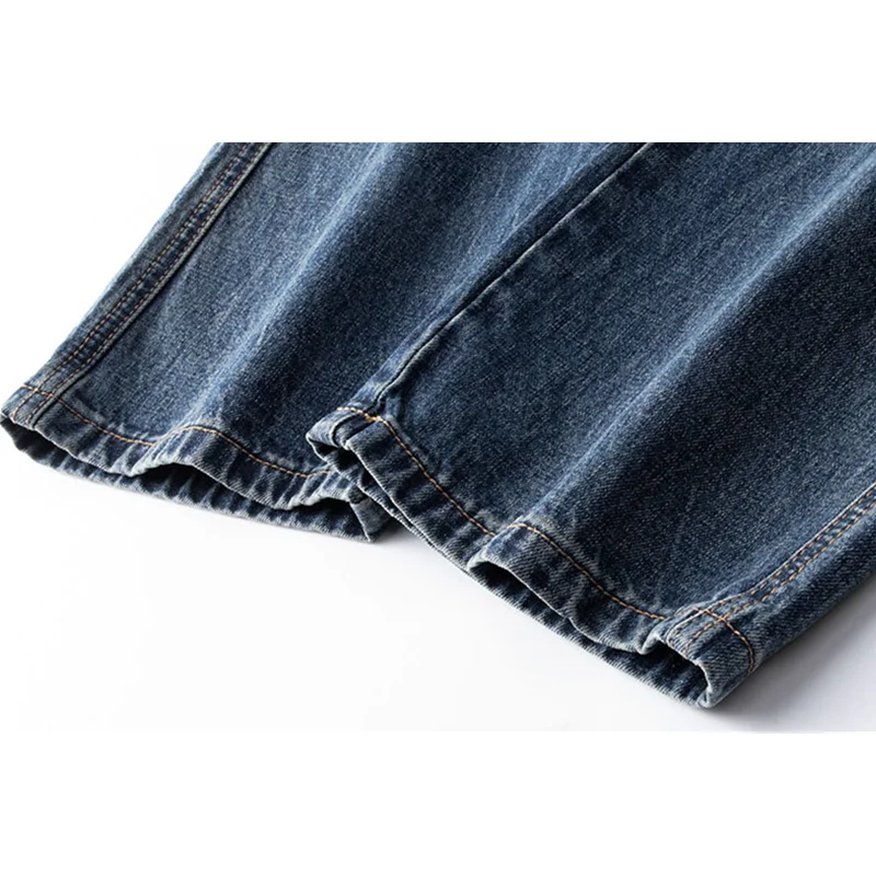 Streetwear Men New Pattern Recreational Blue Pants Broad Leg Mopping The Floor Force Straight Cylinder Loose Jeans Autumn Female