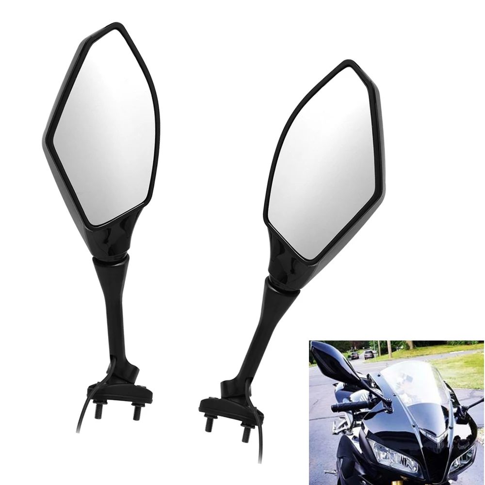 Мотоциклетные черные встроенные зеркала с указателем поворота светодиодные