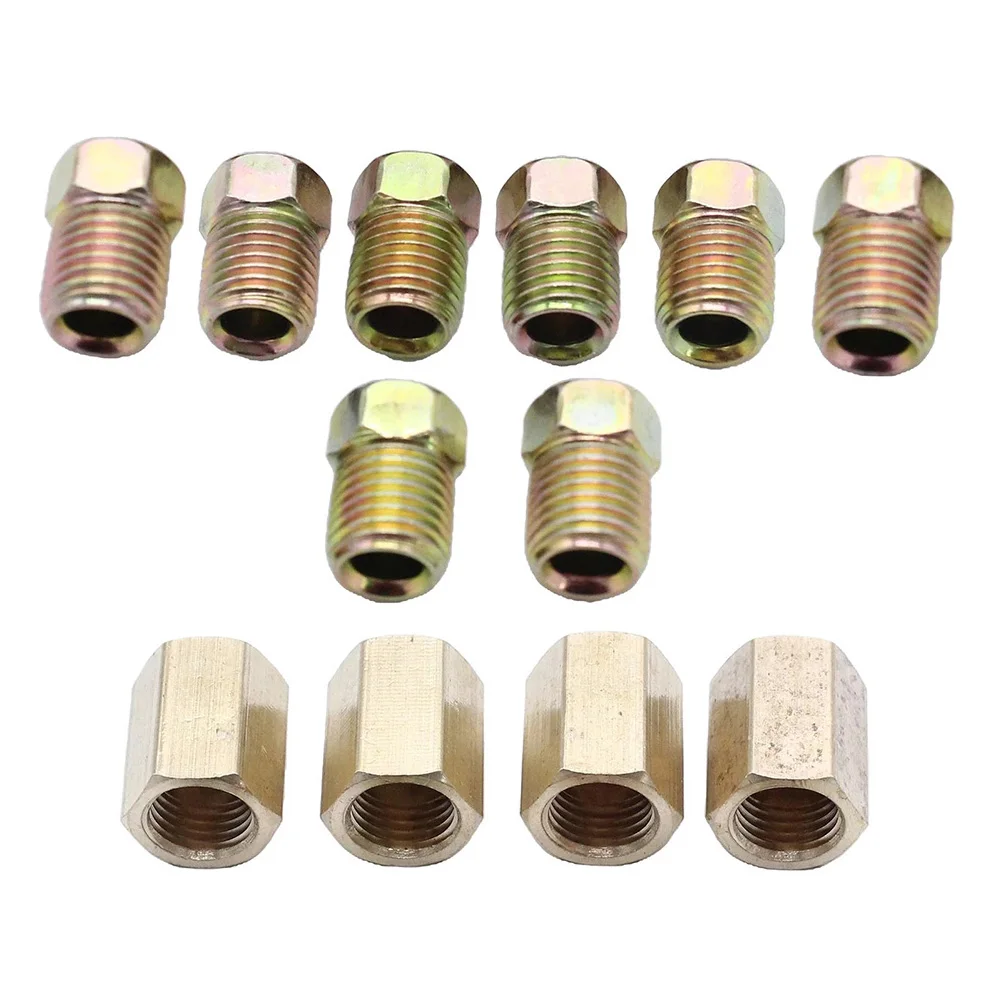 

12 Pieces 3/8\" - 24 Threads Brake Line Metal Fittings Replaces For 3/16\" Tube Include 4 Pieces Unions And 8 Pieces Nuts