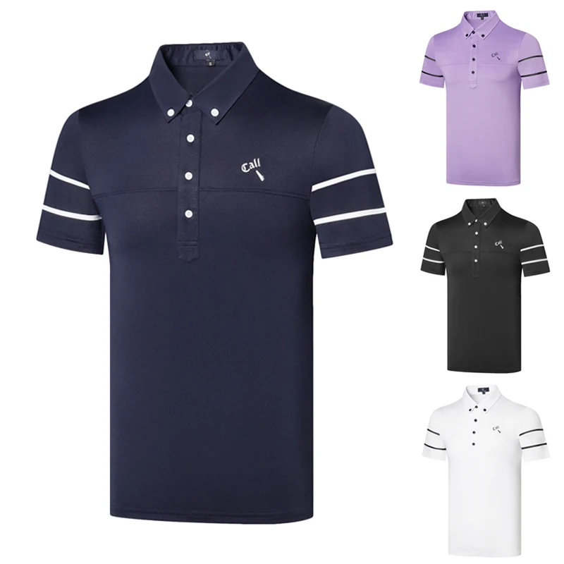 

Golf apparel men's summer jersey sports casual short sleeve T-shirt quick drying breathable Lapel top golf uniform