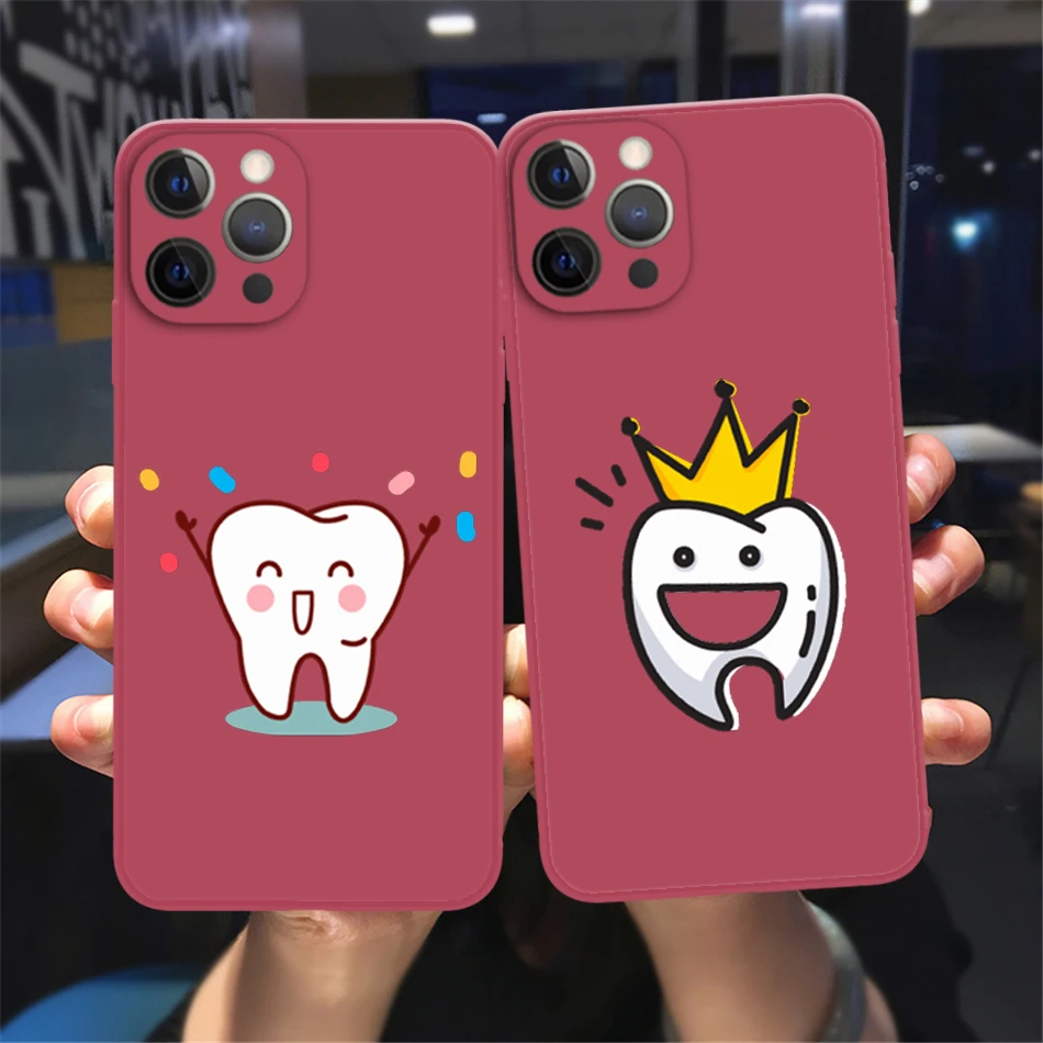 

Luxury Cute Catoon Tooth Dentist Phone Case For iPhone 13 12 11 14 Pro Max XSMax XR X 8 14 Plus 13Mini Soft Silicone Bumper case