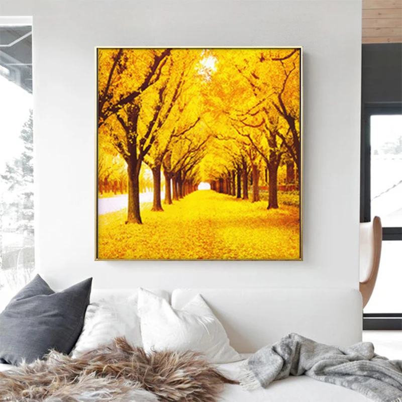 

5D Diamond Painting DIY Golden Autumn Full Diamond Art Embroidery Large Restaurant Office Home Decor Diamond Cross Stitch Kits