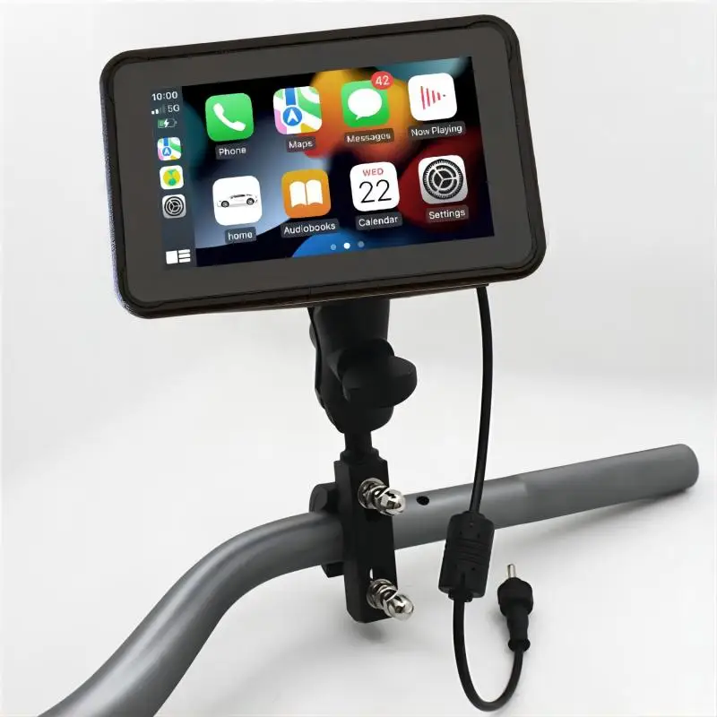 5 Inch Motorcycle Apple Carplay & Android Auto GPS Navigation Dual Lens Cameras Motorbike DVR Driving Recorder Karadar MT5003