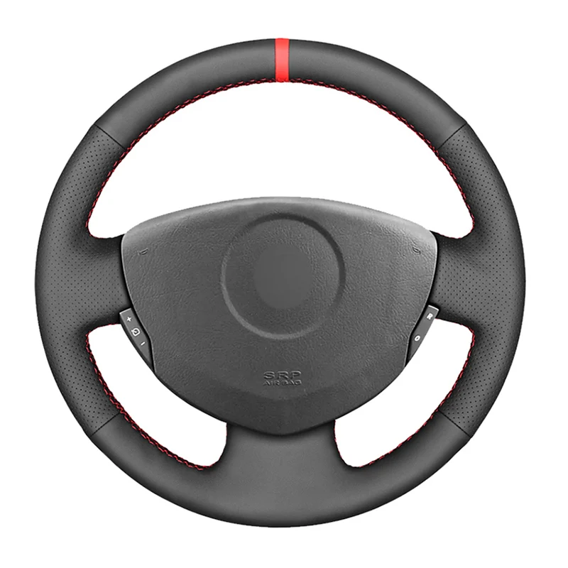 

DIY Black Alcantara Leather Car Steering Wheel Cover For Renault Clio 2 Logan Sandero Symbol Twingo 2 2009-2015 Car Accessories