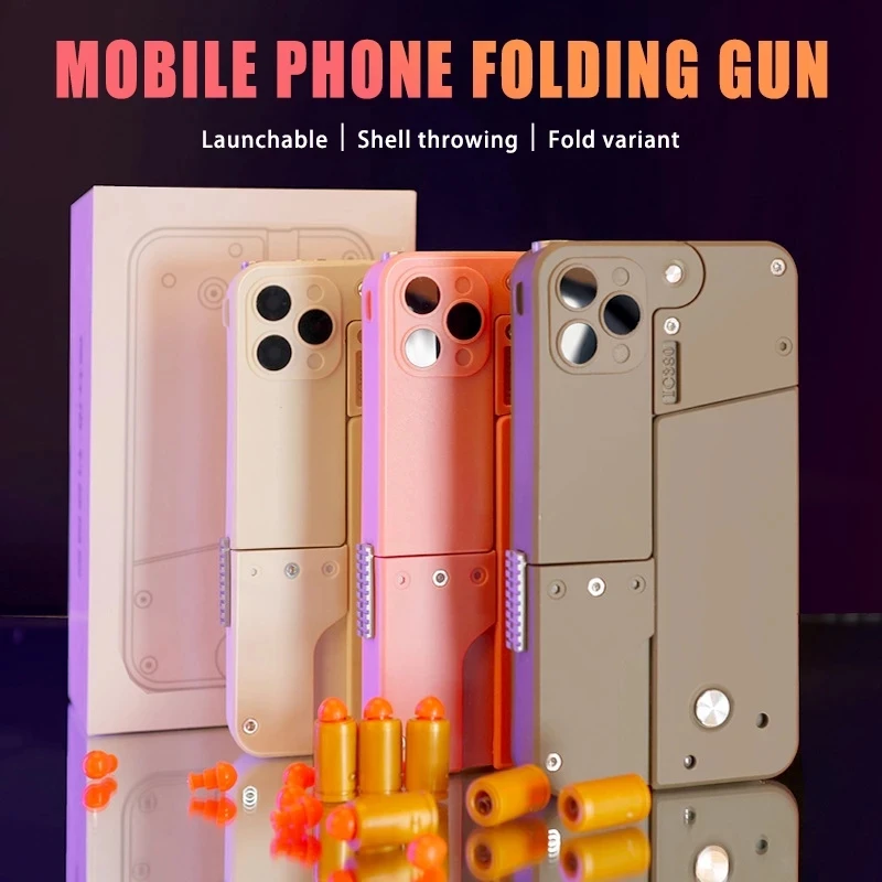 

Mobile Phone Model Gun Toys Outdoor Sports Toy Creative Phone Shape Mobile Model Bullet Shelling Folding Gun Toy Kids Toys Gifts
