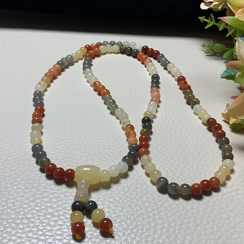 

Colorful Golden Silk Jade 108 Bead Mala Bracelet Men Women Fine Jewelry Real Chinese Jades Beads Elastic Beaded Bracelets Bangle