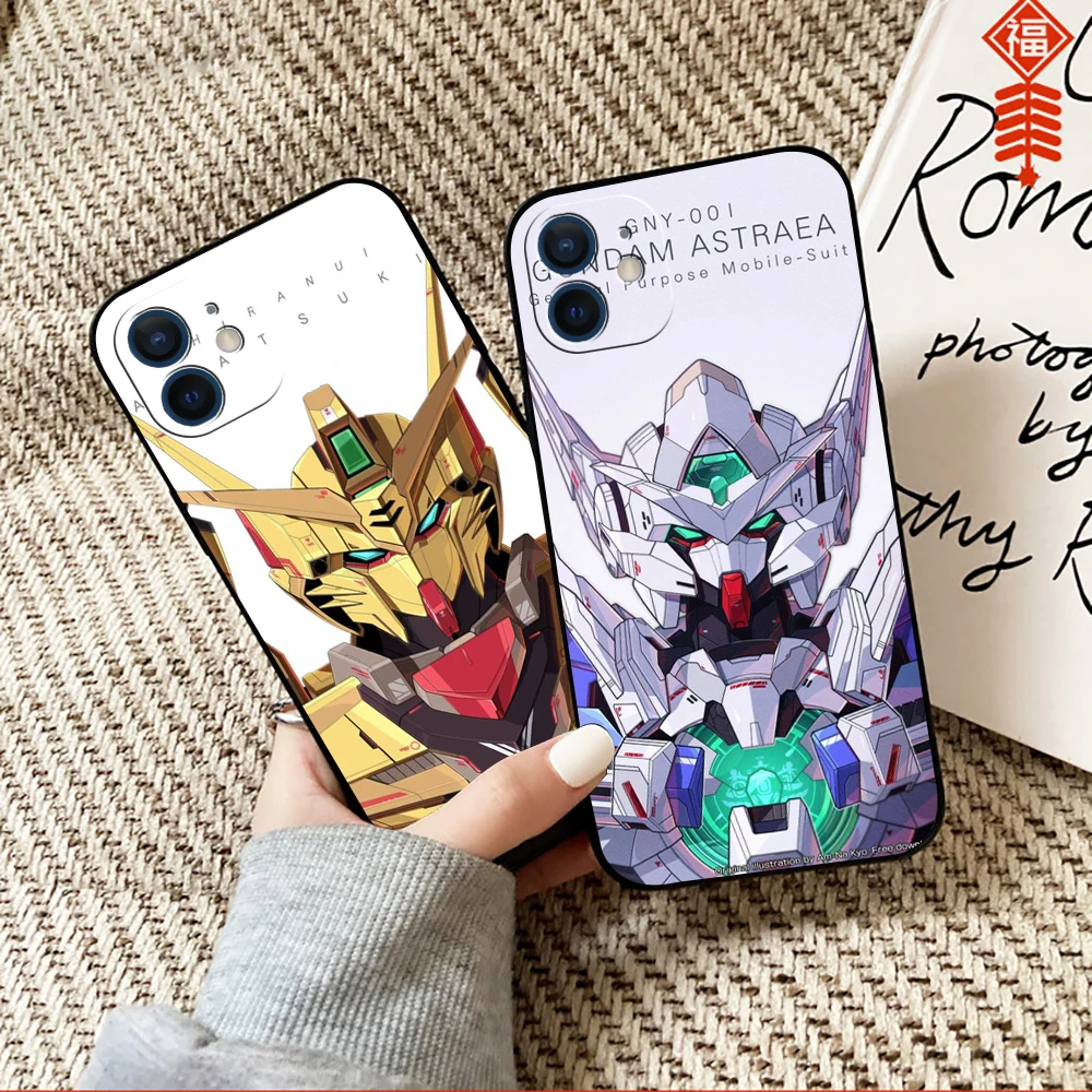 

Mobile Suit Gundam Phone Case For Funda iPhone 13 12 11 Pro Max Mini X XR XS Max SE 2020 6 6s 7 8 Plus Soft Black