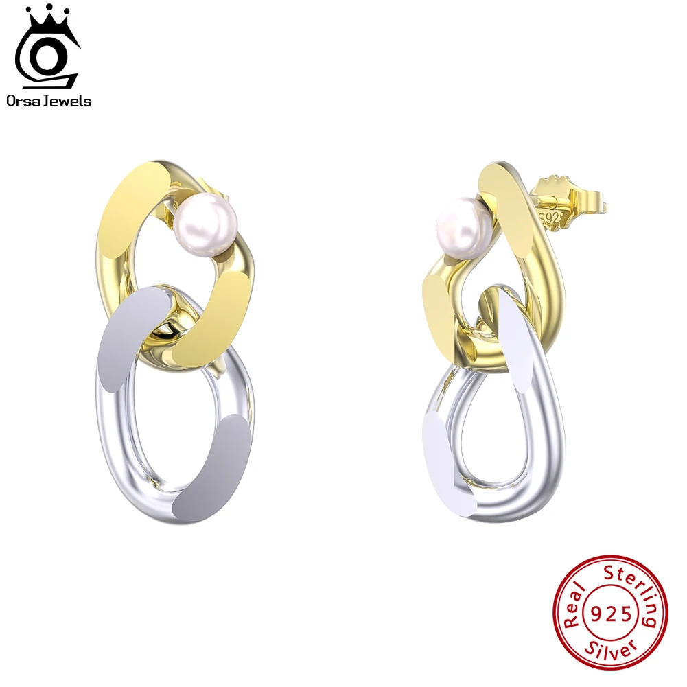 

ORSA JEWELS 14K Gold 925 Sterling Silver Infinity Pearl Earrings Pearl for Women Anniversary Love Symbol Earrings Jewelry GPE55