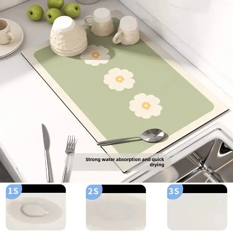 Кухонный напольный коврик силиконовая губка водопоглощающий настольный