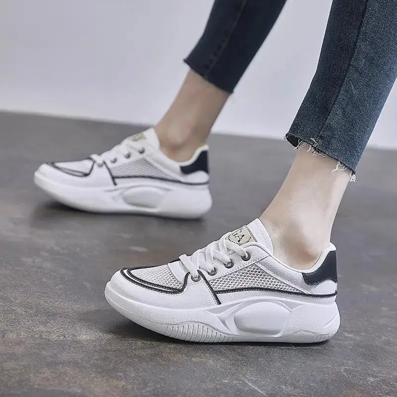 

Женская летняя сетчатая повседневная спортивная обувь с вырезами, Нескользящие дышащие Туфли-качалки на толстой нескользящей подошве, мод...