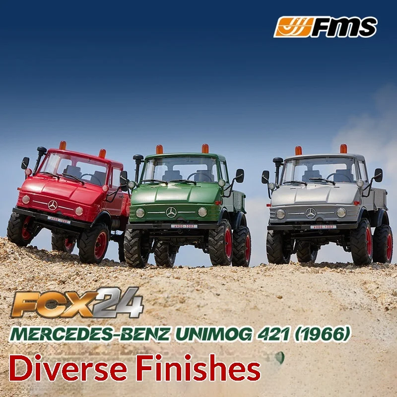 Фото В наличии: Радиоуправляемая модель внедорожника Mercedes-Benz FMS FCX24 Unimog 421 1:24, 4WD, 1966 года, электрическая, на пульте управления, имитационная модель автомобиля №4