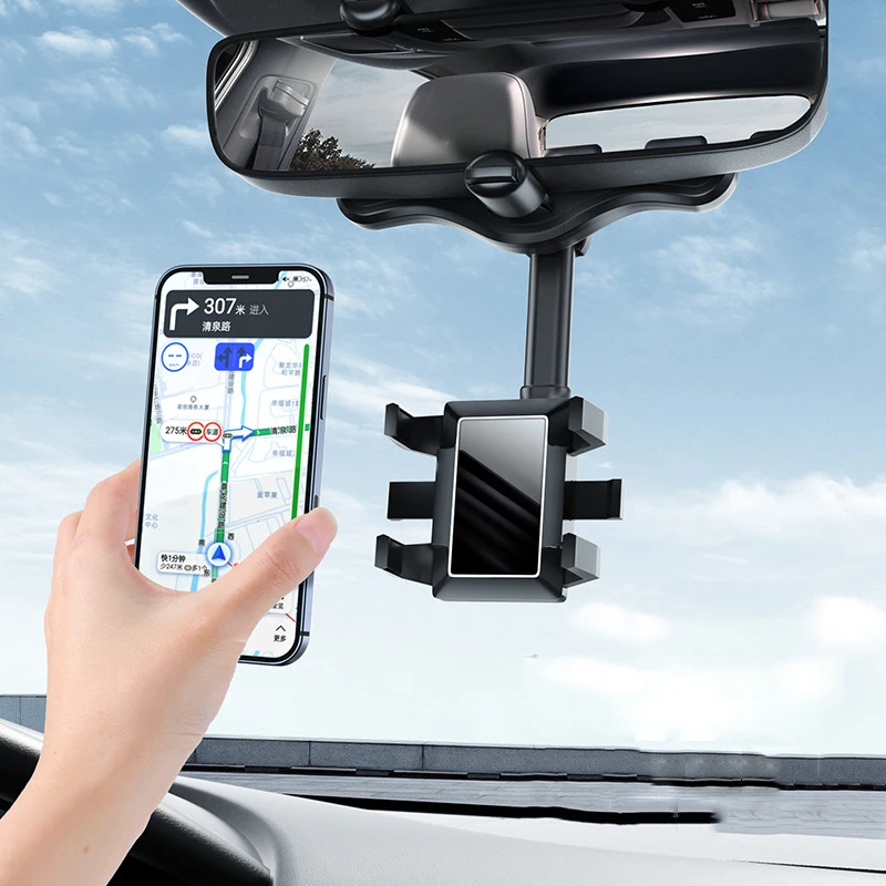 

Car Mirror Phone 360rotating Mount Rearview Telescopic Car Holder For Phone Universal Holder Adjustable Phone And Holder