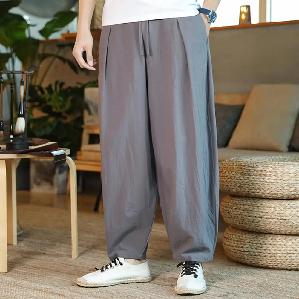 

Men's Pants Cotton and Linen Male Summer New Solid Color Mens Trousers Loose Fitness Baggy Streetwear Plus Size M-5XL
