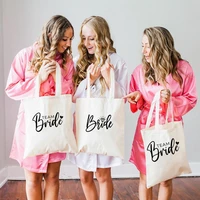 bride i do crew print party shopping tote canvas bag wedding female shoulder bag team bride graphic women handbag fashion bag