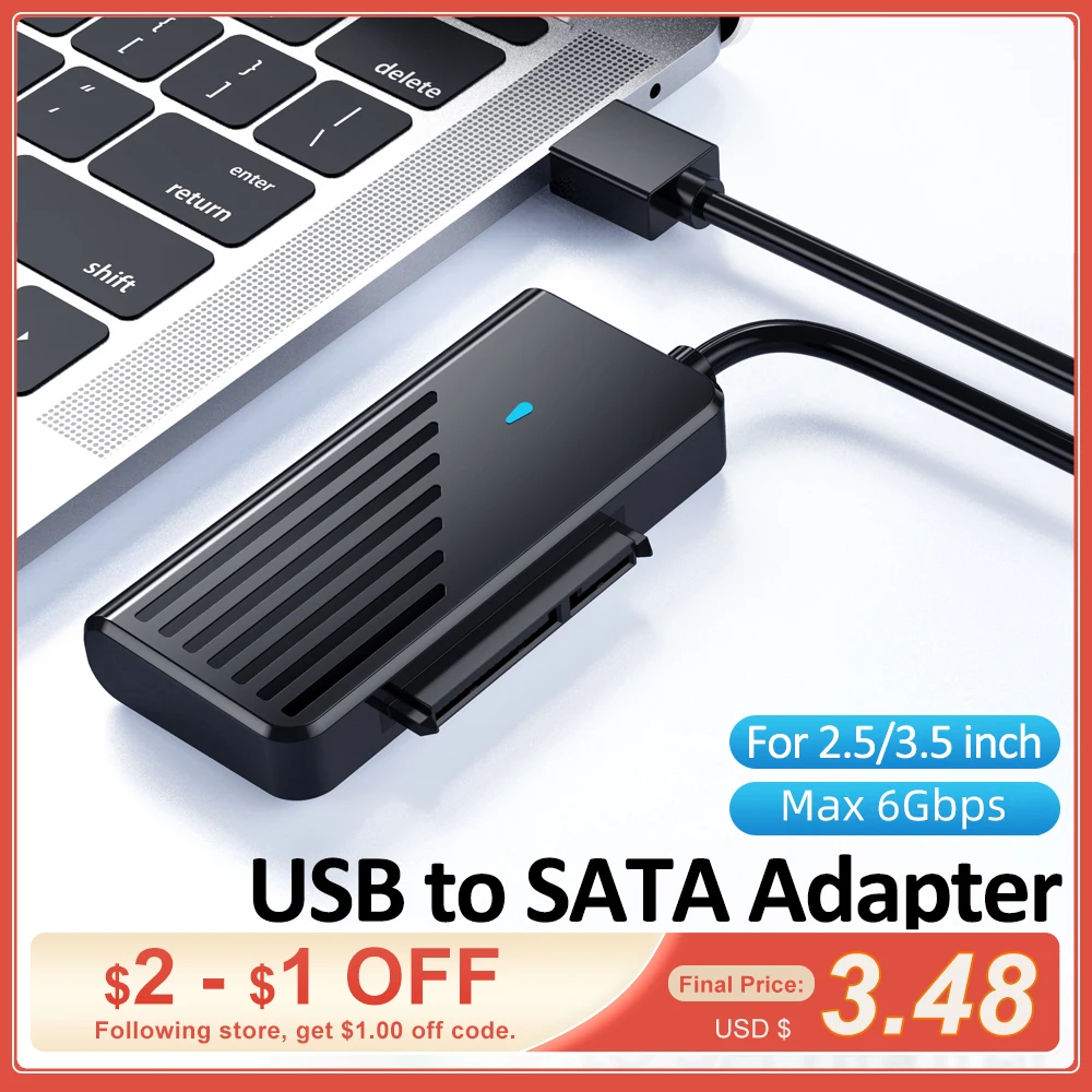 

Cybmoon 6Gbps SATA to USB 3.0 Adapter UASP USB SATA Adapter 2.5/3.5 Inch SATA HDD SSD Hard Drive Data Transfer PC Accessories