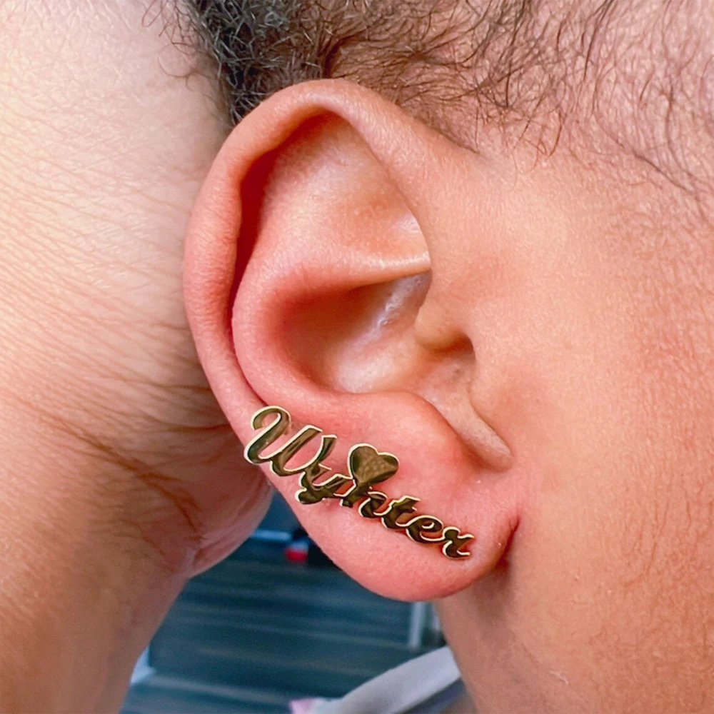 Personalized Name Stud Earrings For Women Custom Stainless Steel Initial Nameplate Earring Jewelry Girls Gold Letter Earrings