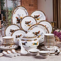 european light luxury tableware combination household plate ceramic deep bowl rice gift high quality bone china