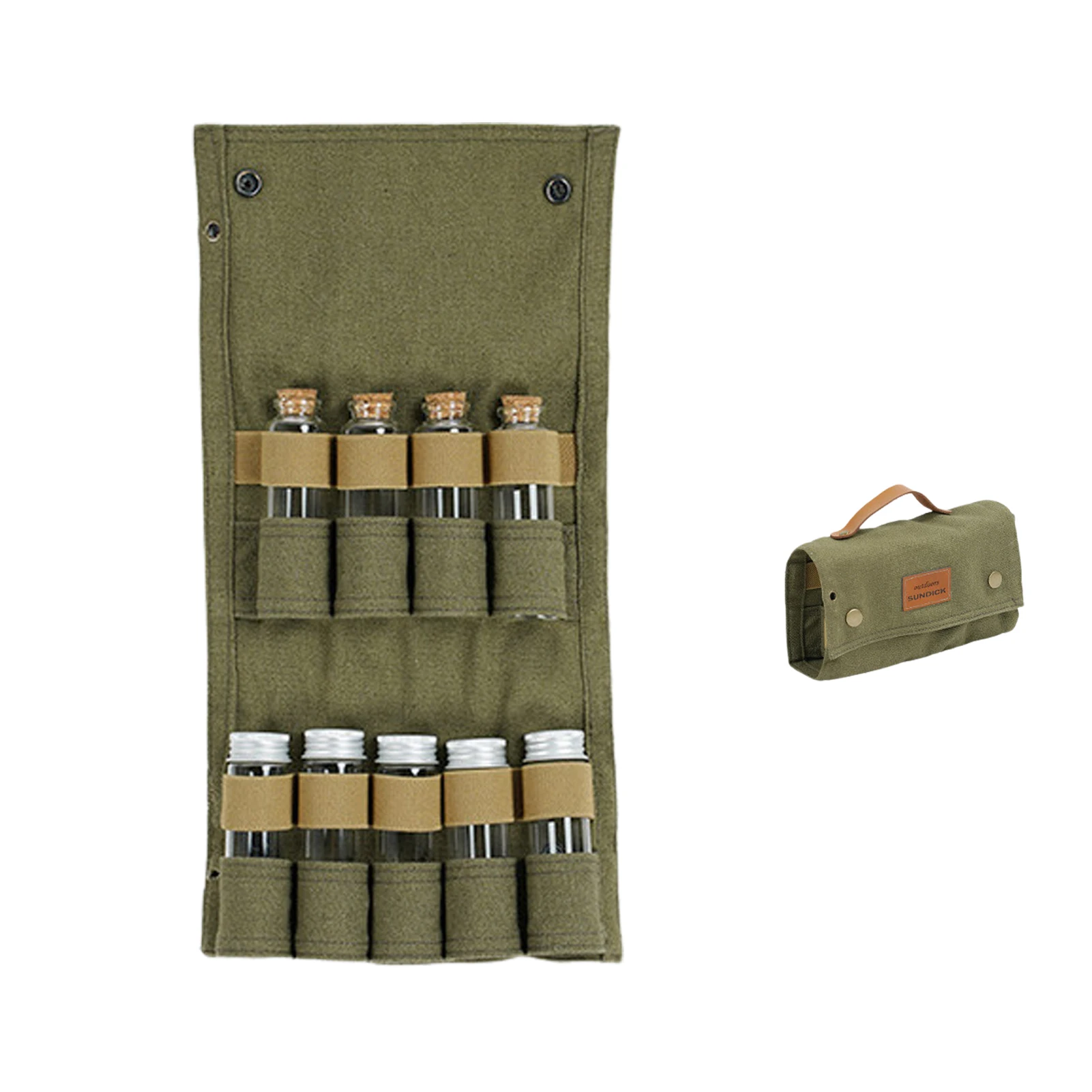 

Outdoor Spice Bottle Set Portable Folding Wax Canvas Waterproof Large Capacity Camping Hiking Picnic Bbq Seasoning Bag