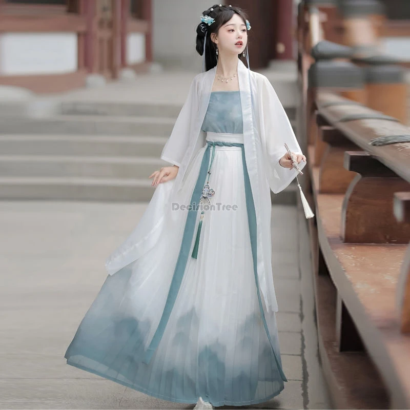 2024 китайская песня династии hanfu женская вышивка длиной до талии плиссированная