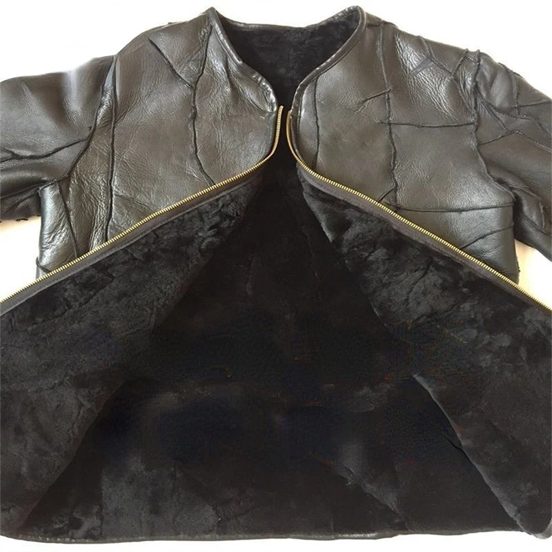 Мужская стеганая куртка из овчины с овчиной | одежда