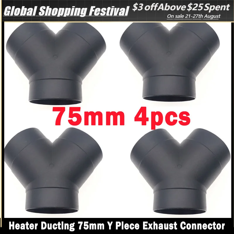 

4pcs Air Vent Outlet Car Parking Heater Ducting 75mm Y Piece Elbow Bend Pipe Exhaust Connector For Webasto Eberspaecher Diesel