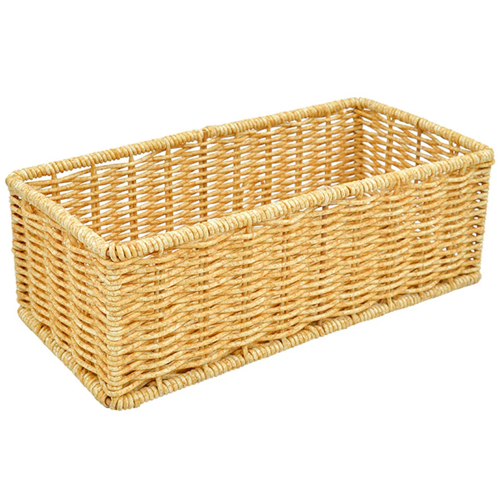 

Woven Food Basket Cutlery Storage Hamper Baskets Imitation Rattan Snacks Fruit Chic Sundry