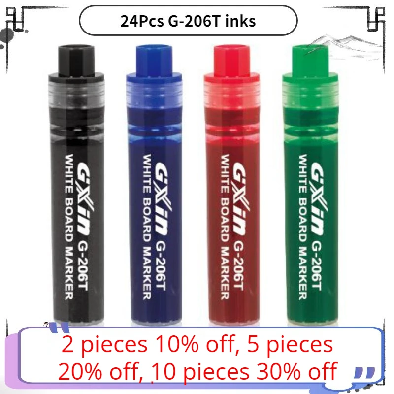 24 Pcs Of G-206T Whiteboard Marker Pen Refill Ink.Water-base，Easy Erase. High Capacity. Suitable For Teaching, Office, Non-toxic