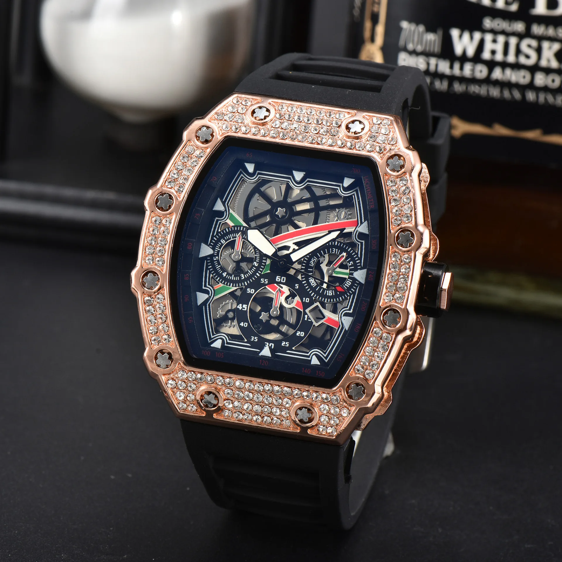 

Diamond automatic motion 3 needle run second mechanical sense top luxury design waterproof movement RM men's quartz watch