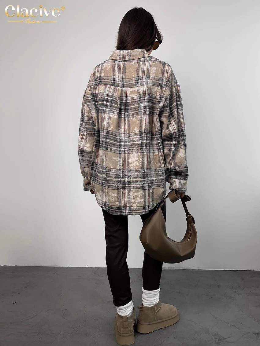 Женская хлопковая рубашка в клетку с длинным рукавом