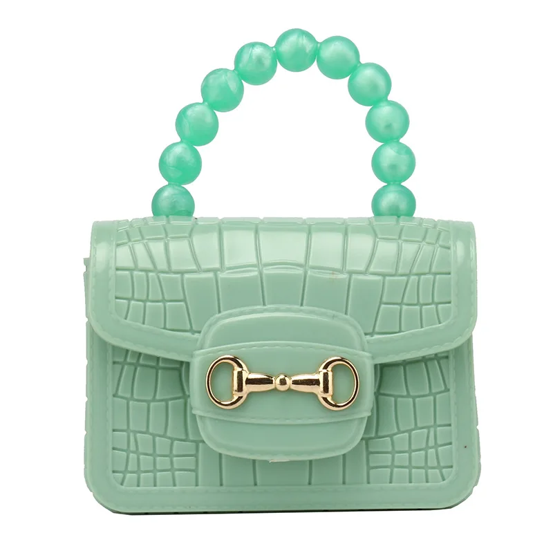 Children 2023 new Pearl color matching magnetic buckle portable mini crocodile pattern small jelly bag strapless red envelope