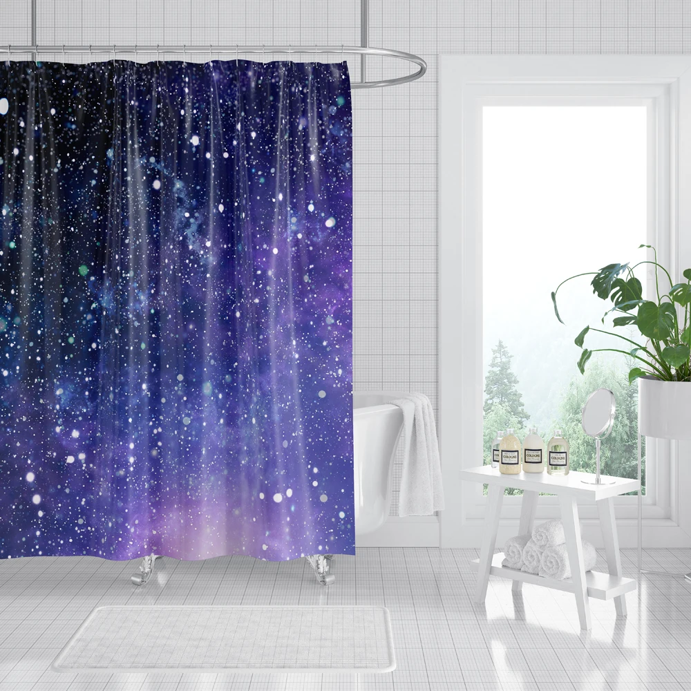 

Shower Curtain Psychedelic Starry Hang Curtain Bathroom Decoration Polyster Fabric Bathroom Accessories Colorful Galaxy Space