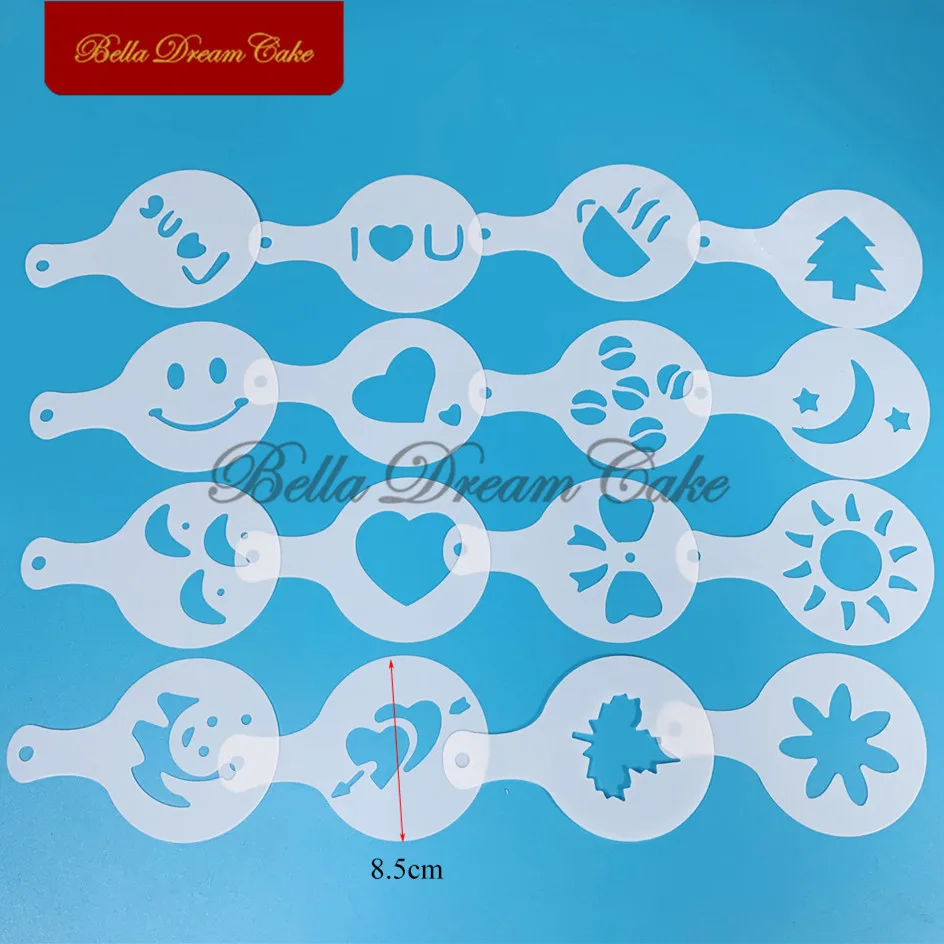 16 шт./набор пластиковые шаблоны для шоколада и кофе