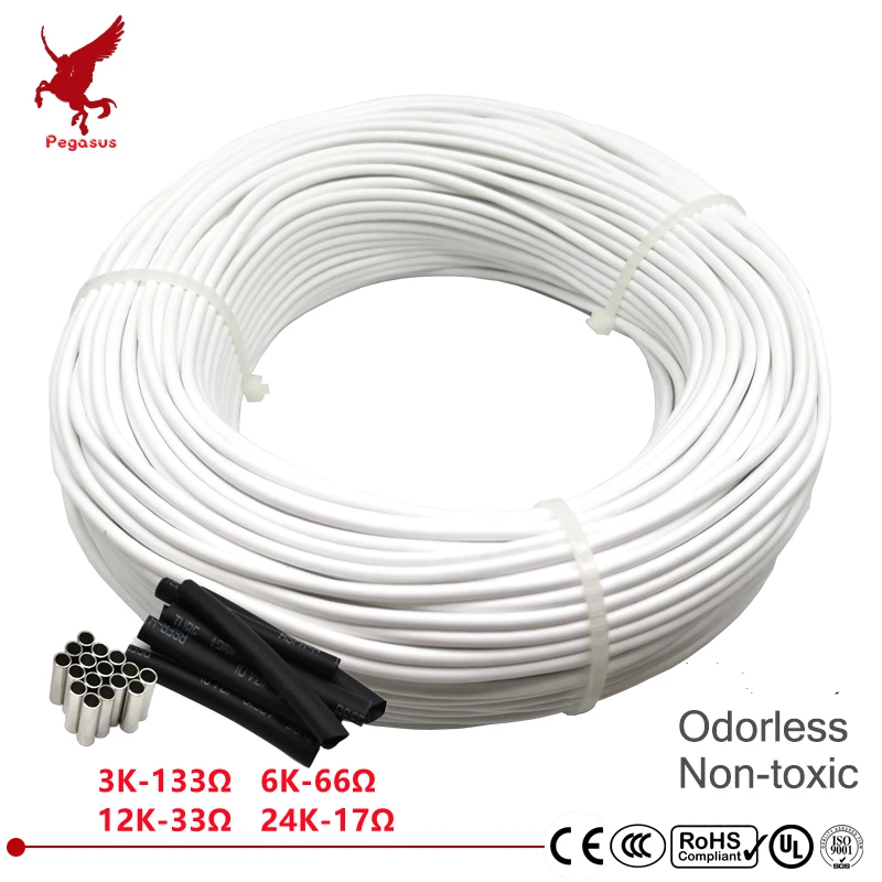 Купи HRAG high quality carbon fiber heating cable floor heating wire electric hotline Non-toxic odorless warm heating cable за 284 рублей в магазине AliExpress