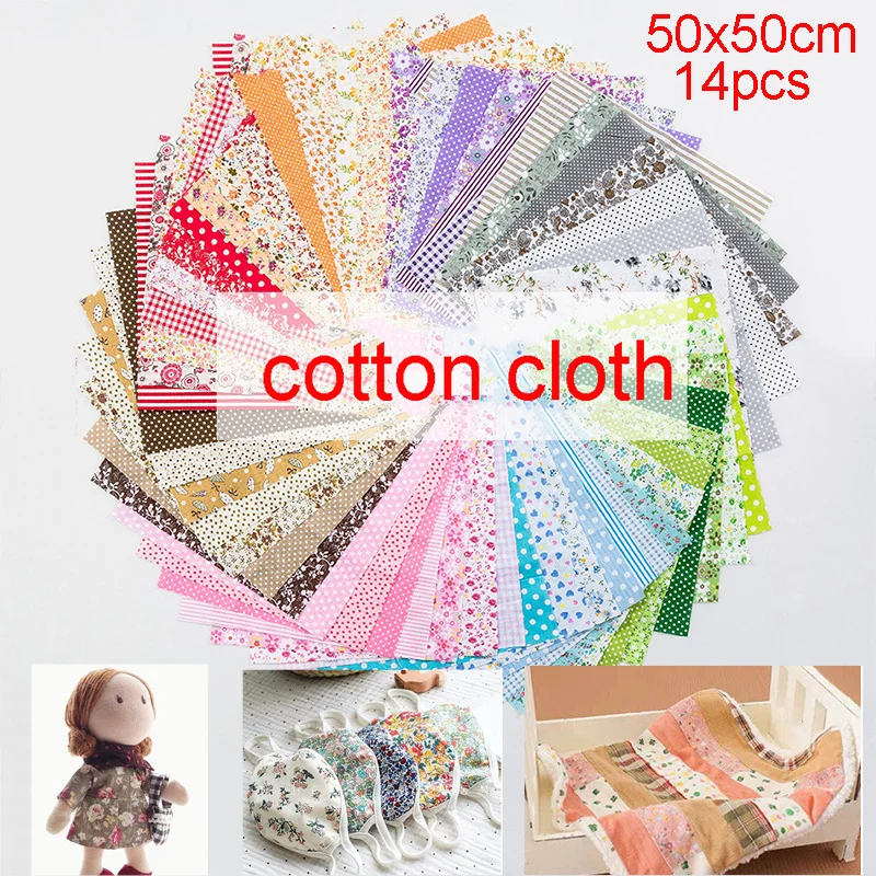 

24x25/50x50Cm 7/14PCS Set Cotton Fabric Printed Cloth Sewing Quilting Fabrics for Patchwork Needlework DIY Handmade Accessories