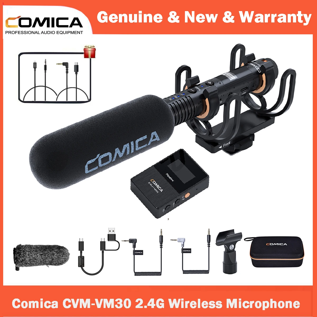 Comica CVM-VM30 2.4G Wireless Microphone Super Cardioid Shotgun With Shock Mount for Smartphone DSLR Camera Camcorder Recording
