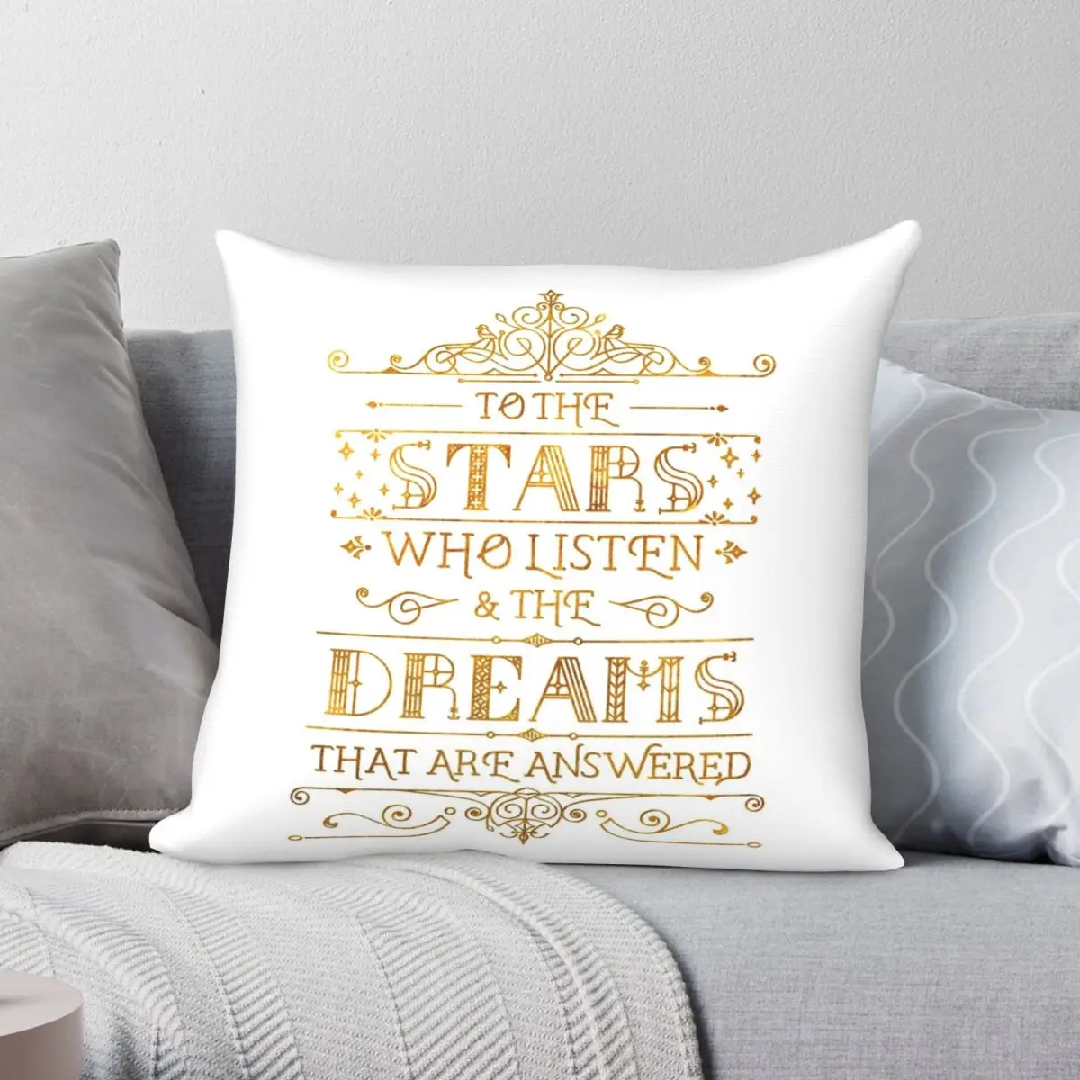 

To The Stars Who Listen White Square Pillowcase Polyester Linen Velvet Creative Zip Decorative Pillow Case Bed Cushion Cover