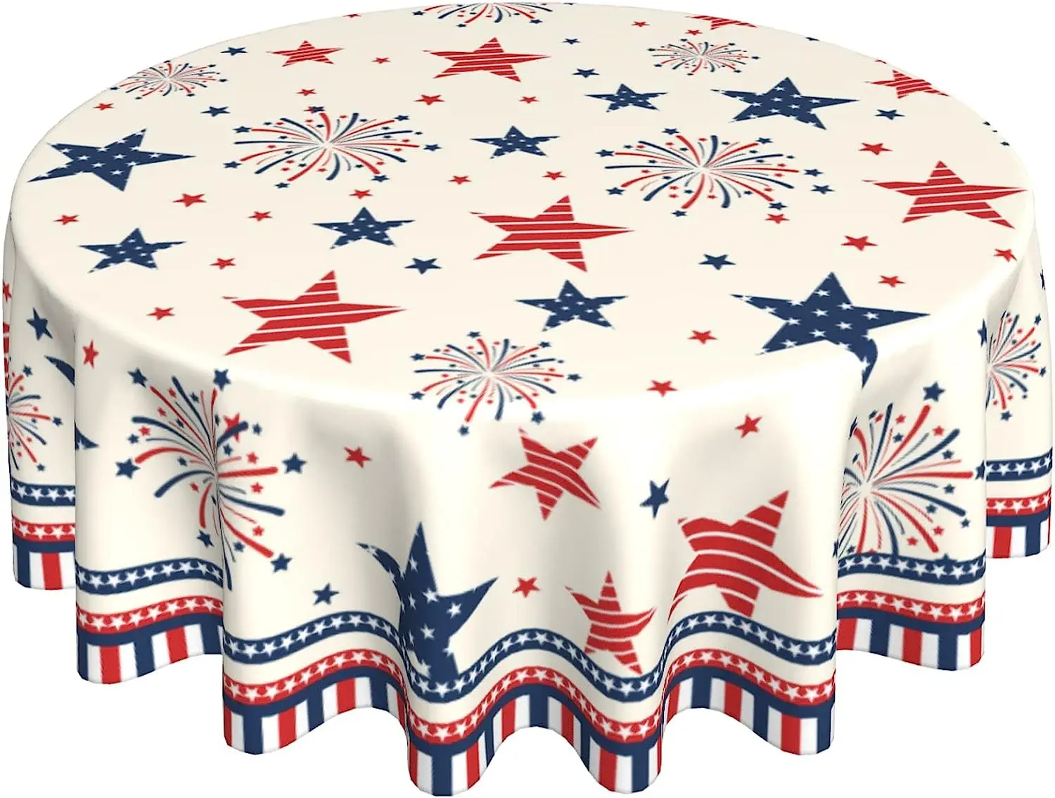 

Круглая настольная скатерть в американскую полоску, полиэстер, звезды, патриотический фейерверк, столовое украшение, 60 дюймов