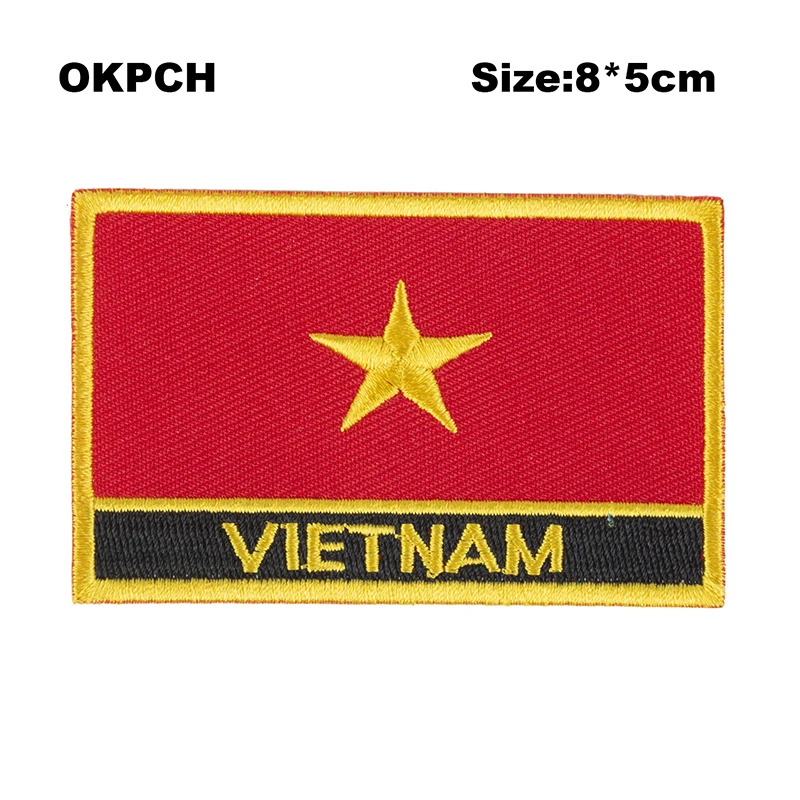 

Vietnam Flag Embroidery Patches Iron on Saw on Transfer patches Sewing Applications for Clothes in Home&Garden