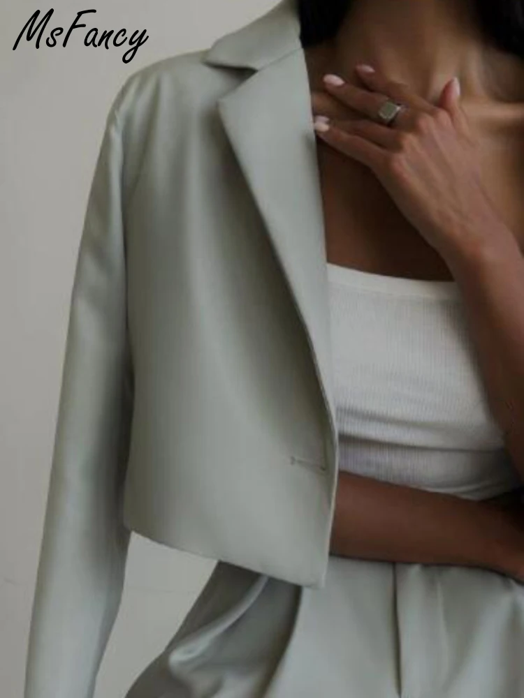 Блейзер Msfancy для женщин мода 2022 года укороченный брюки с высокой талией и