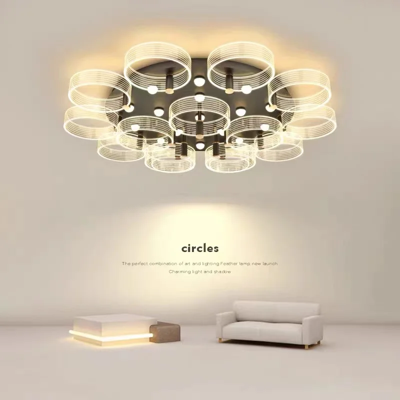 

Chandeliers Lights led Modern atmosphere light luxury living room kitchen lamp Nordic minimalist study bedroom ring ceiling