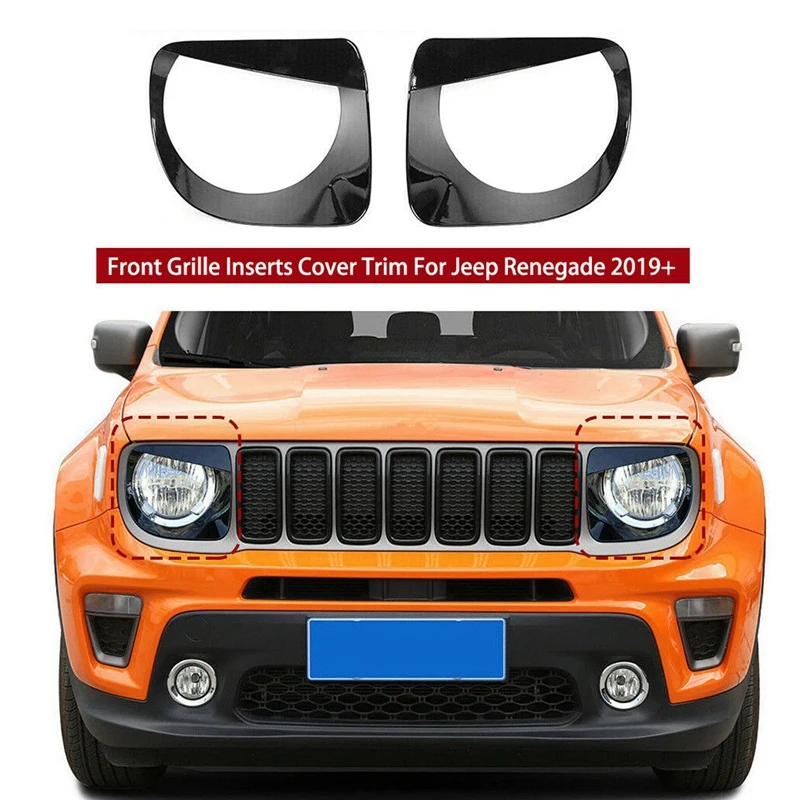 

Headlight Bezels Headlight Trim Cover Head Light Lamp Ring for Jeep Renegade 2019-2021 Black