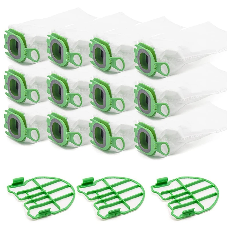 

12 Pcs Vacuum Cleaner Bags & 3 HEPA Filters For Vorwerk Kobold VB100 Cordless Vacuum Cleaner Parts